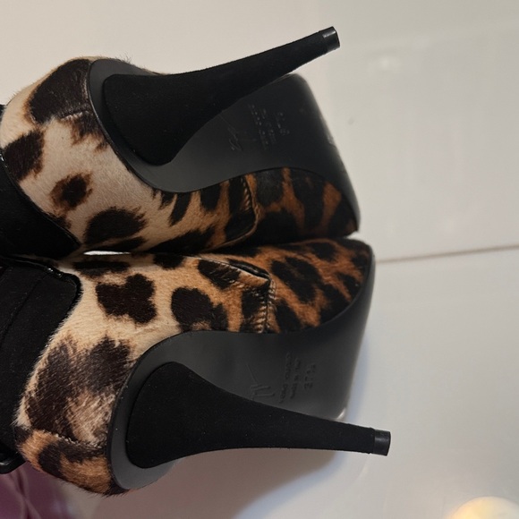 Giuseppe ZANOTTI black blue ANIMAL PRINT PONY HAIR ankle boots 37.5 - Picture 6 of 7